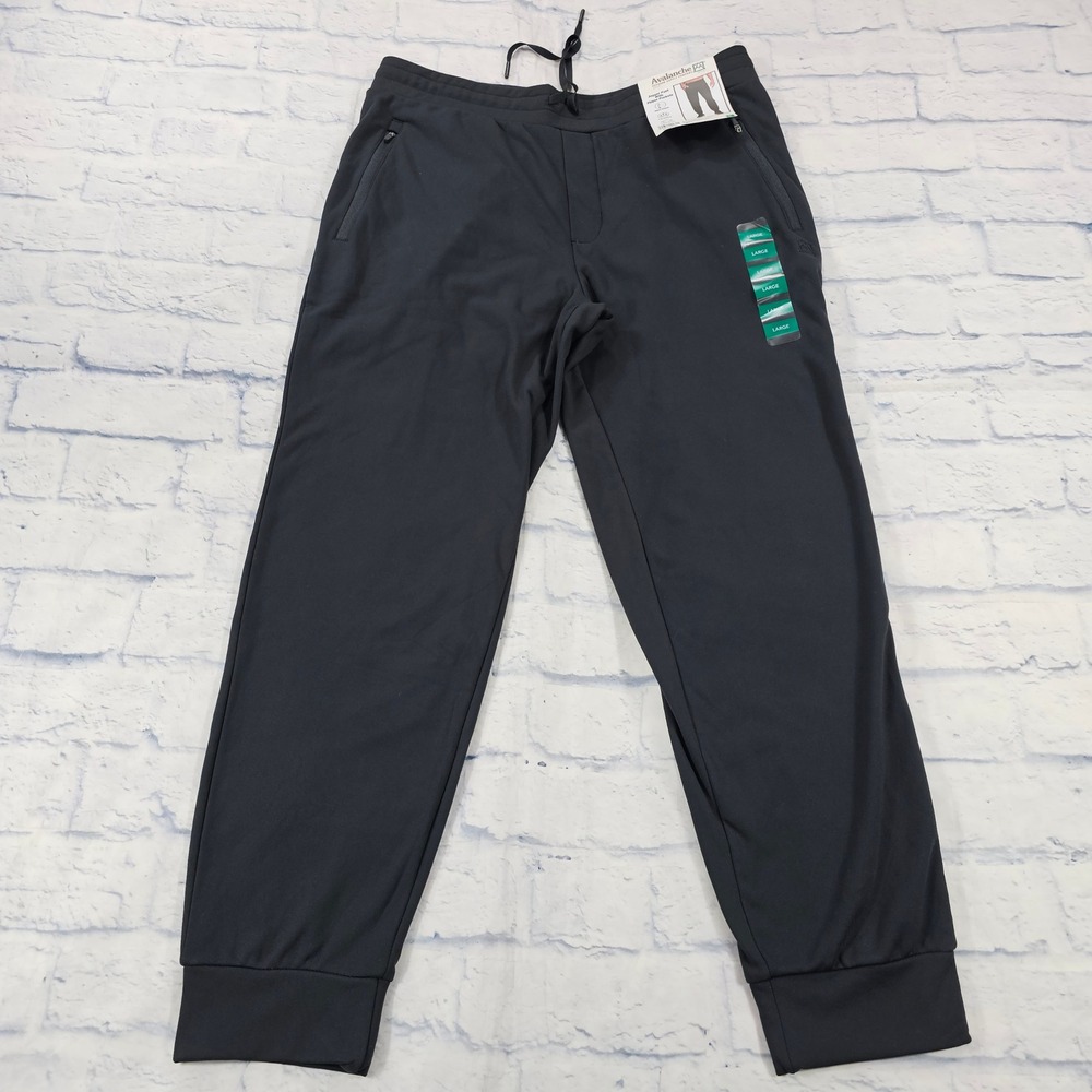 Avalanche Jogger Pants MENS LARGE Black Zipper Pockets Fleece Lined 339578
